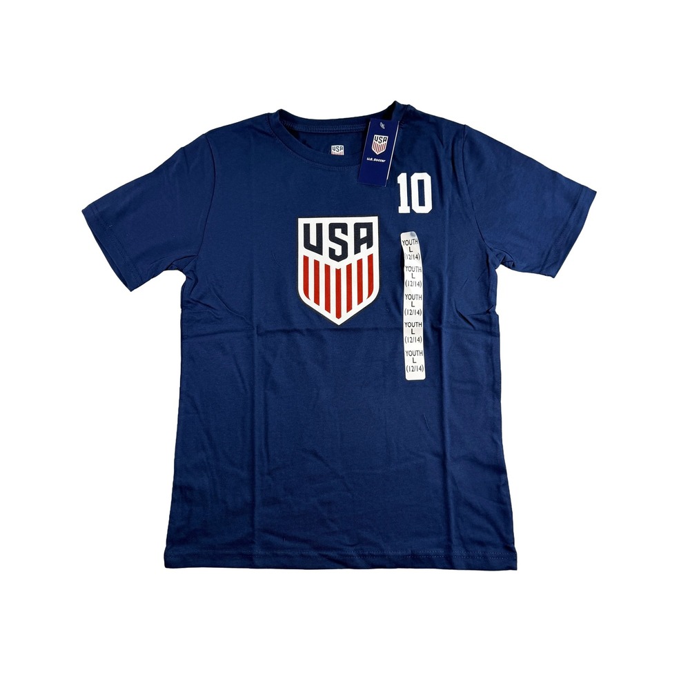 US Soccer Christian Pulisic 10 Youth Large Blue T-Shirt NWT